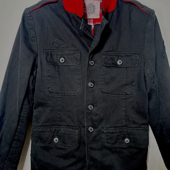 Urban Outfitters Military Utility Jacket Button Up Black Womens Size M - Picture 8 of 16